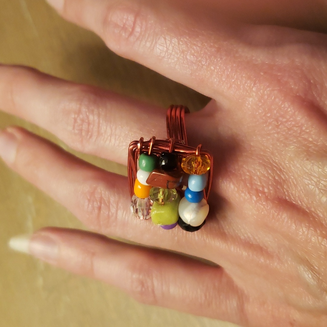 Beaded Wire-Wrap Ring